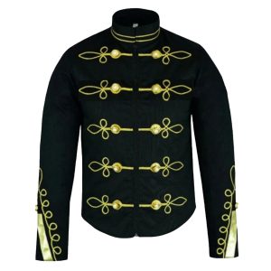Men Handmade Gold Embroidery Black Jacket